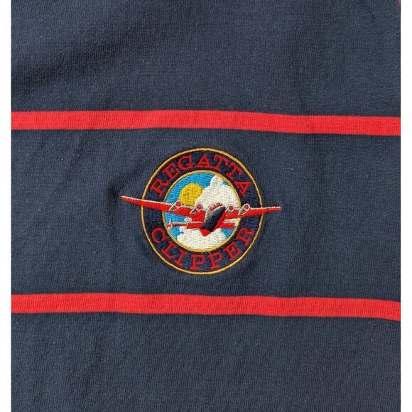 Vintage Regatta Sports Clipper Men's Striped T-Shirt With Embroidered Badge Sz L - Picture 3 of 8